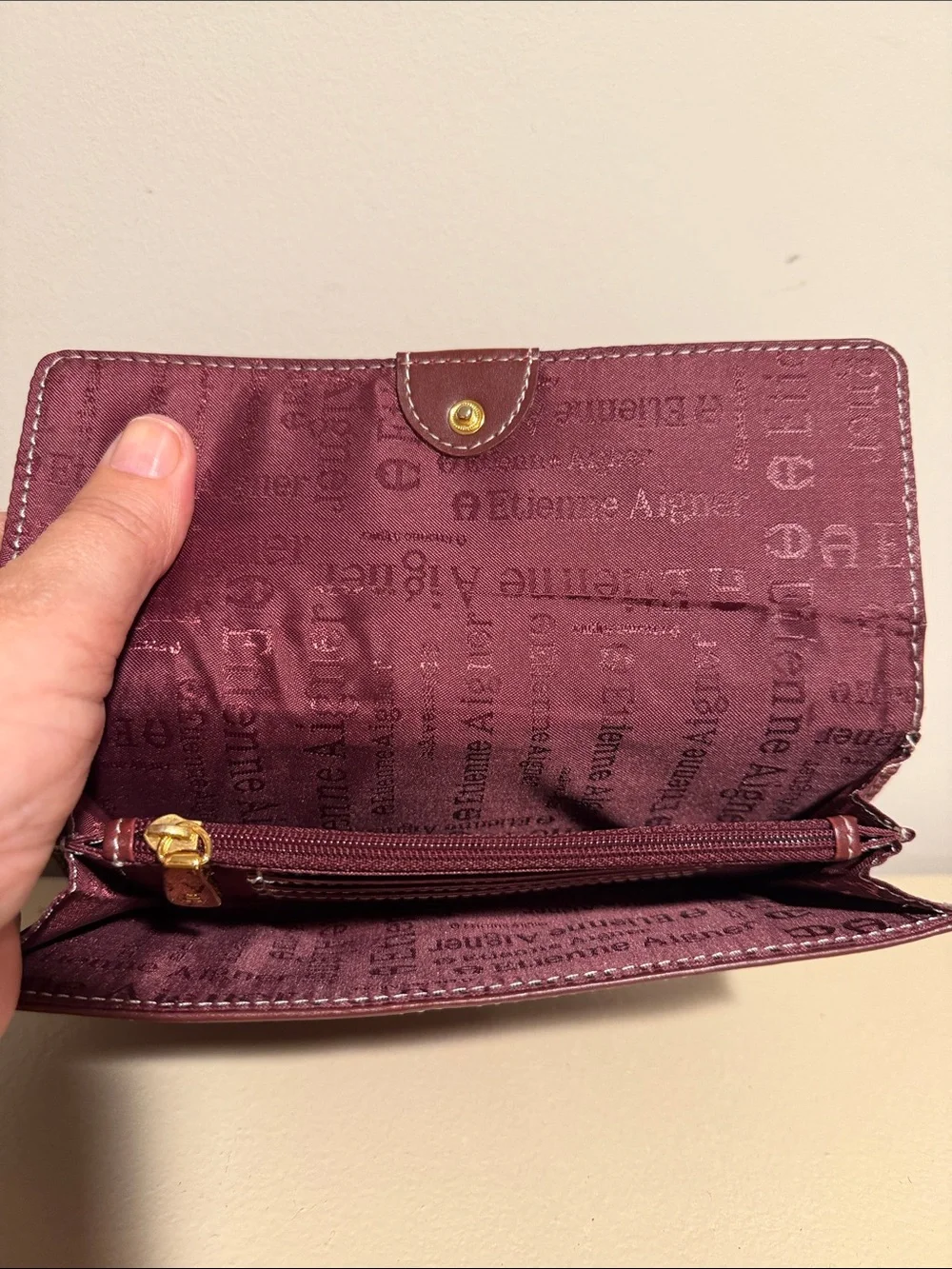 Etienne Aigner Burgundy Logo Key & Card Holder